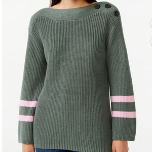 Trendy 80's Style Button Shoulder Sweater Size M